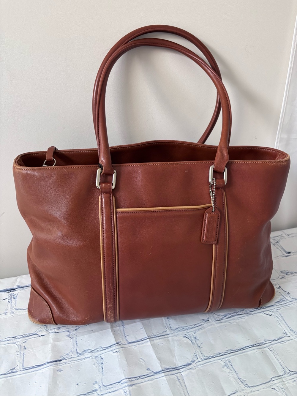 Vintage Coach Hamptons Leather Tote Bag 7515 Chestnut Brown Business Carryall